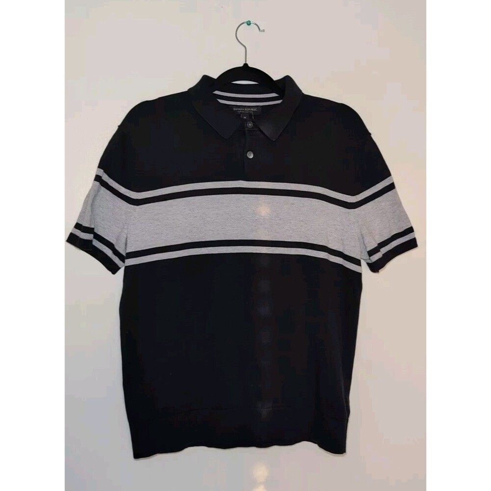 BANANA REPUBLIC Supuma Cotton Stripe Sweater Polo | Size M